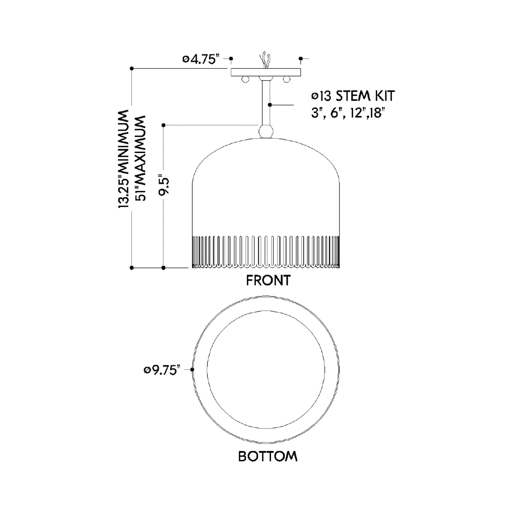 Liba Pendant Light - line drawing.