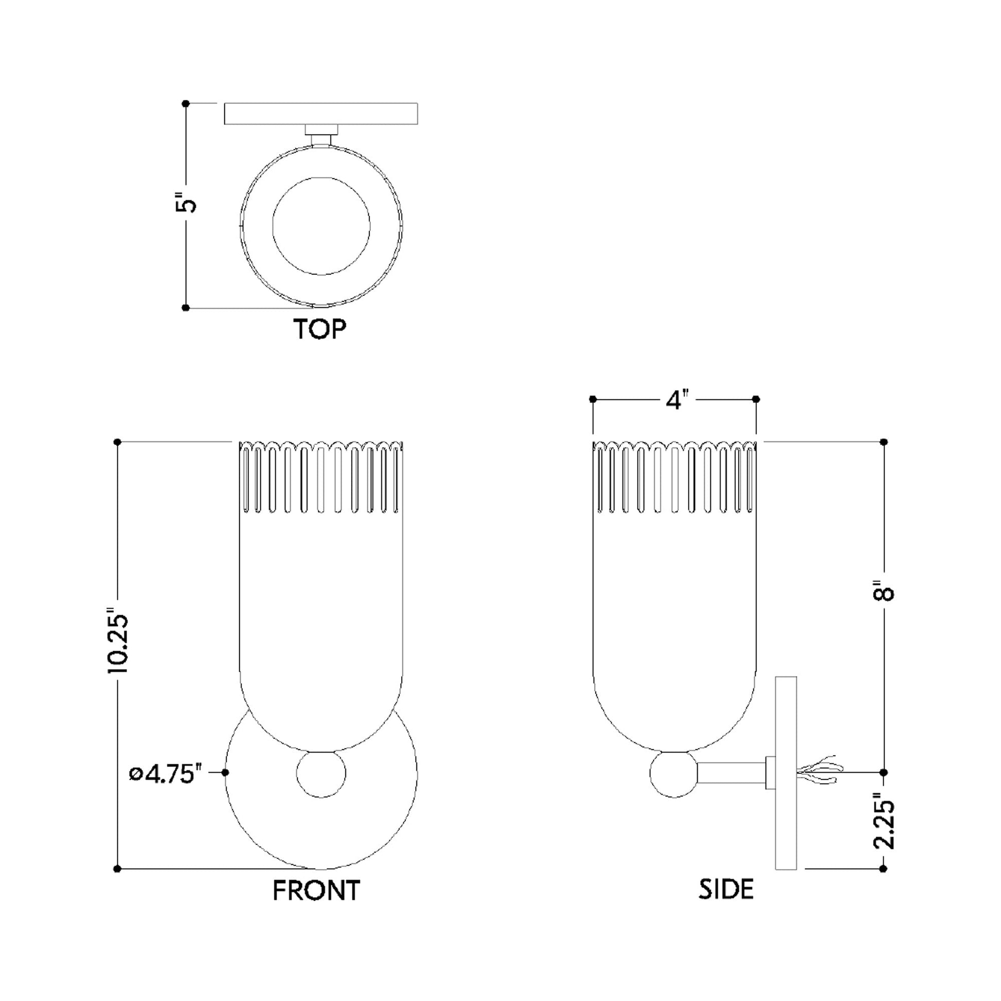 Liba Single Wall Light - line drawing.
