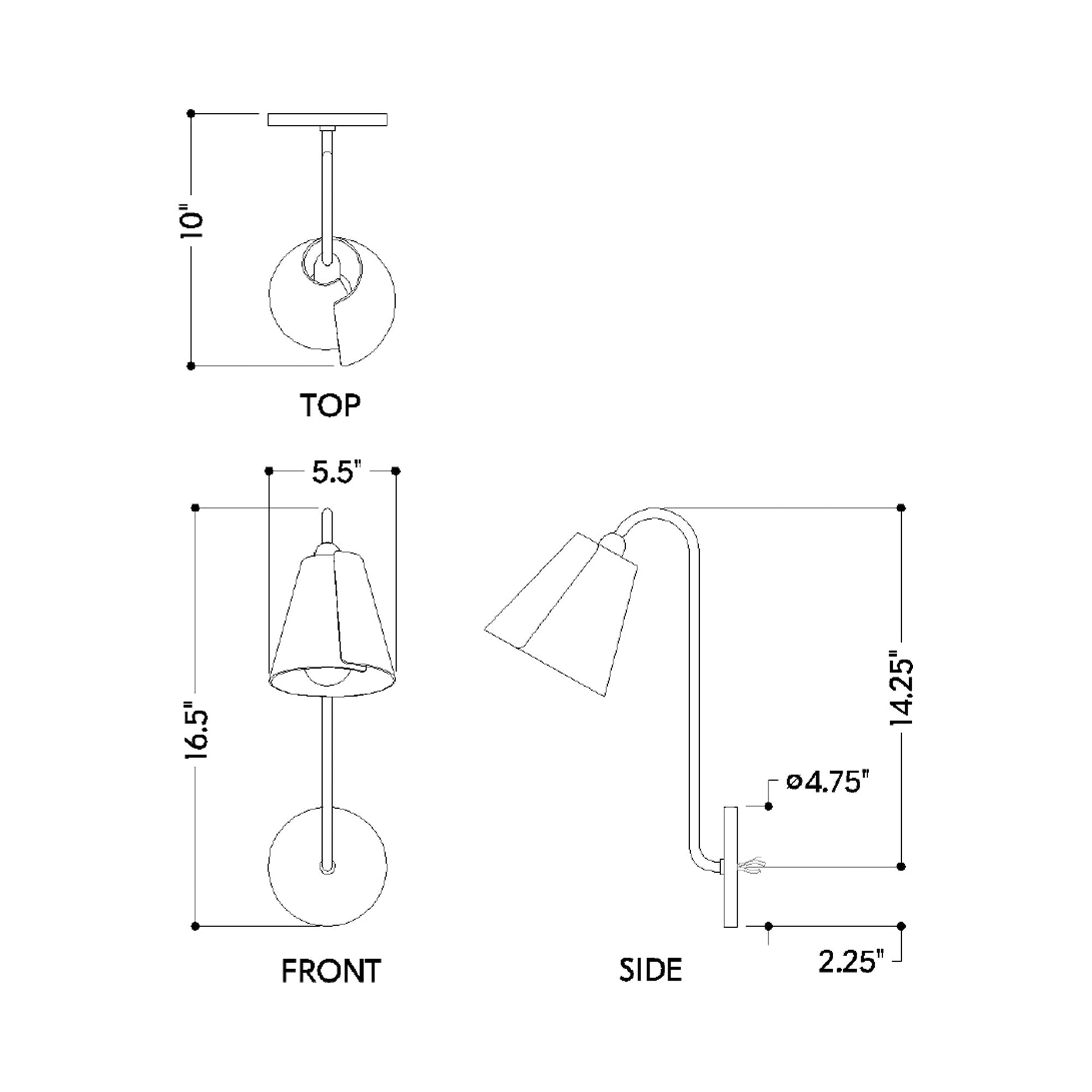 Lila Wall Light - line drawing.
