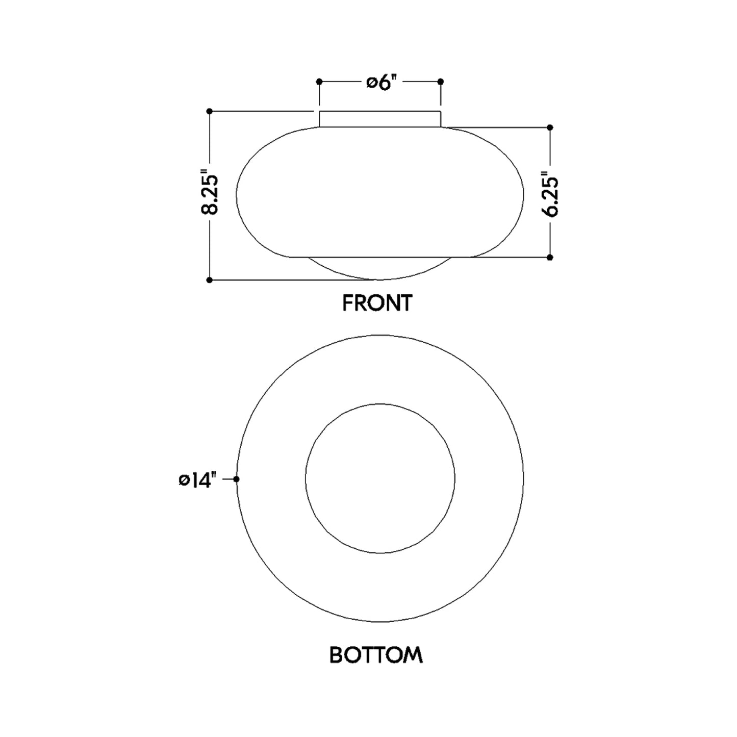 Lottie Flush Mount Ceiling Light - line drawing.
