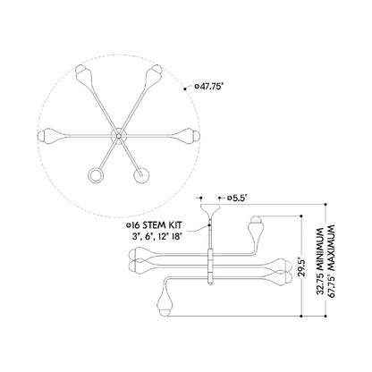 Luciel Chandelier - line-drawing.