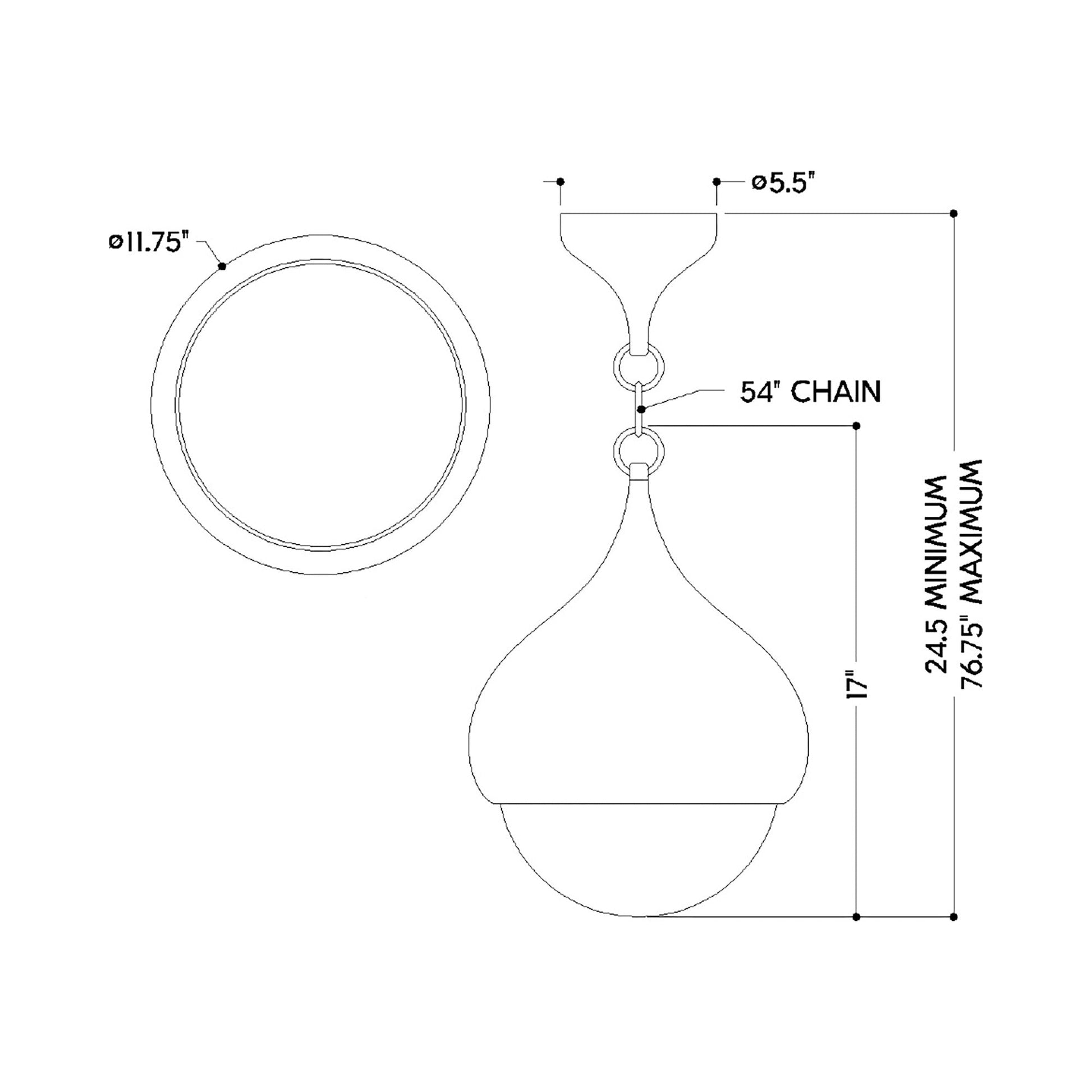 Luciel Pendant Light - line drawing.