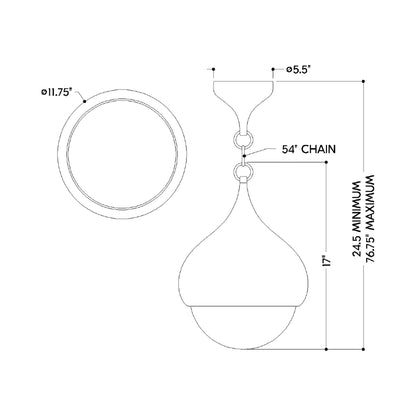 Luciel Pendant Light - line drawing.