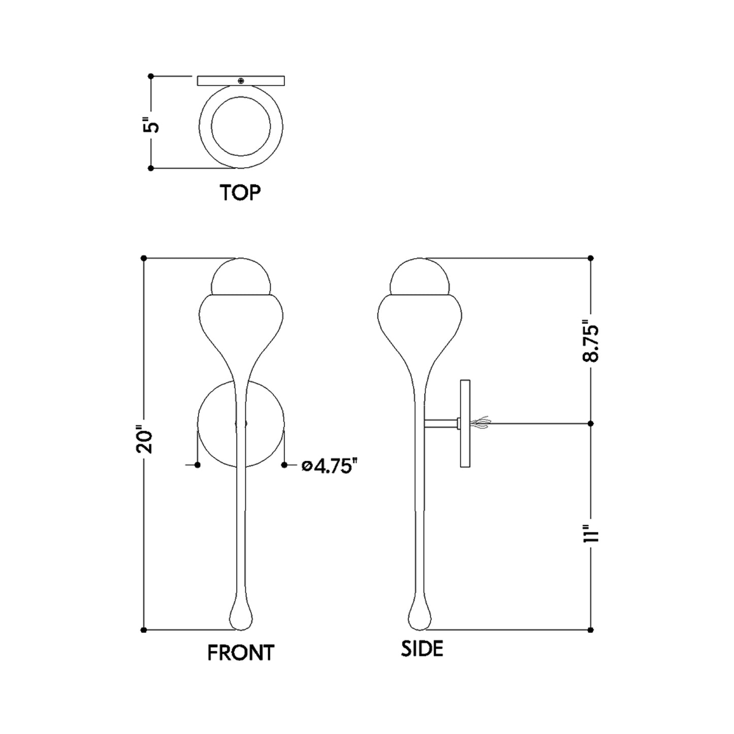 Luciel Wall Light - line drawing.