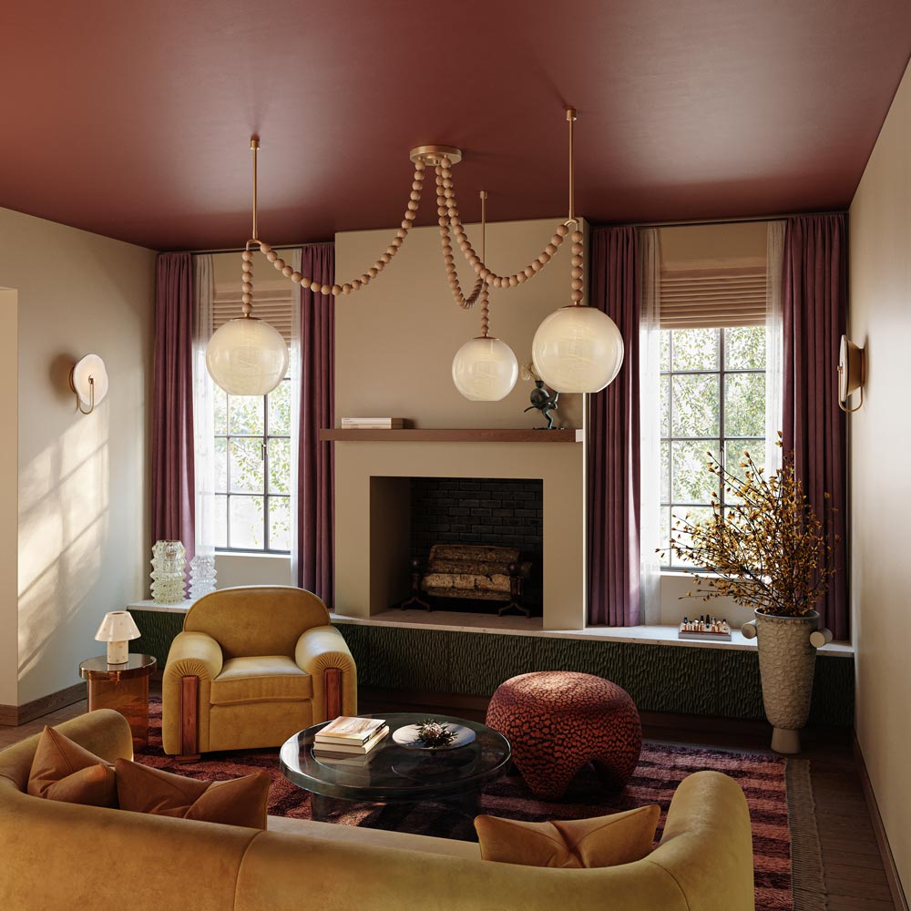 Makena Chandelier in living room.