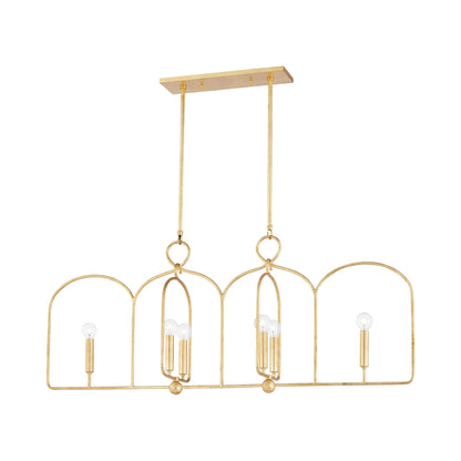 Mallory Linear Pendant Light in Gold Leaf.
