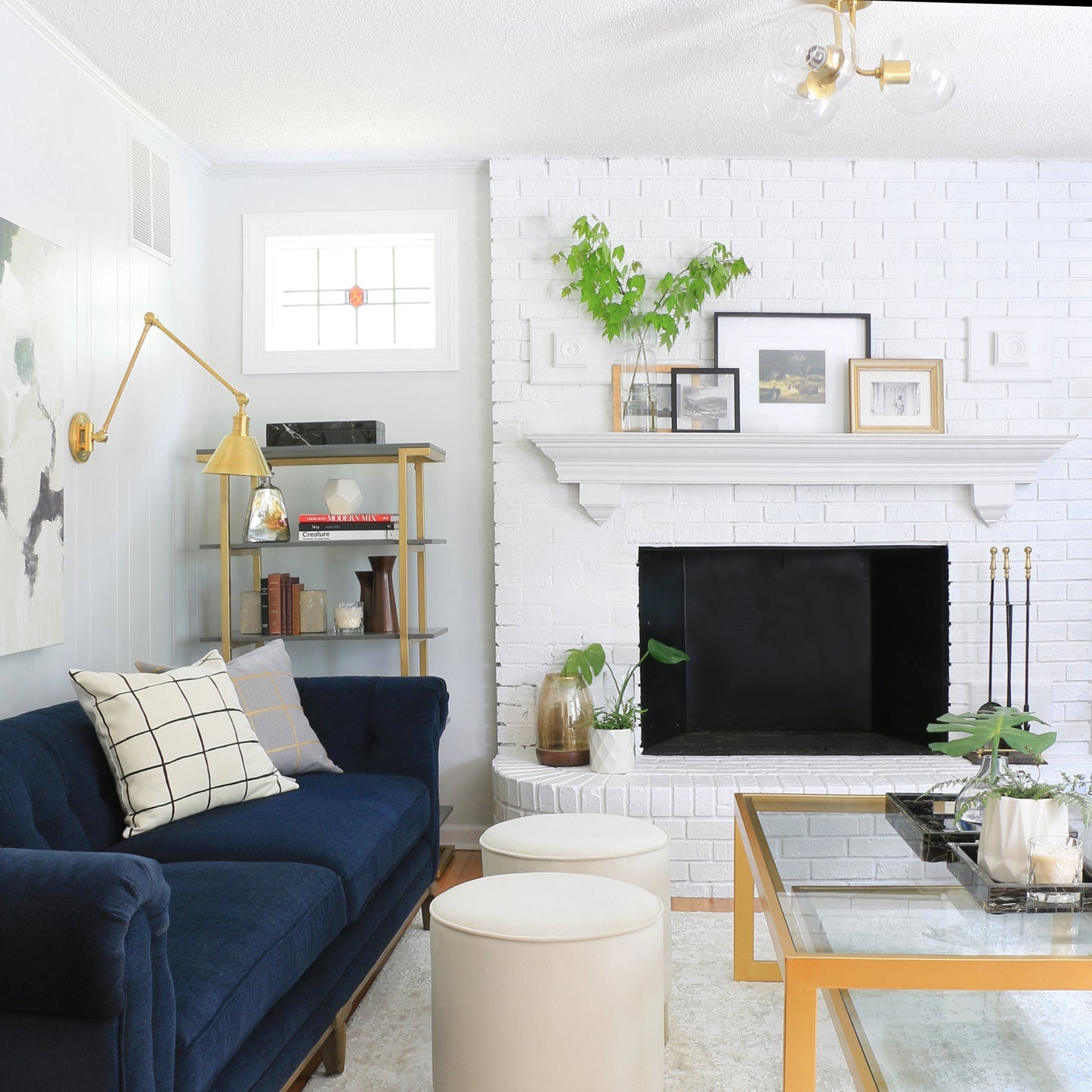 Margot 3-Light Semi-Flush Mount Ceiling Light in living room.