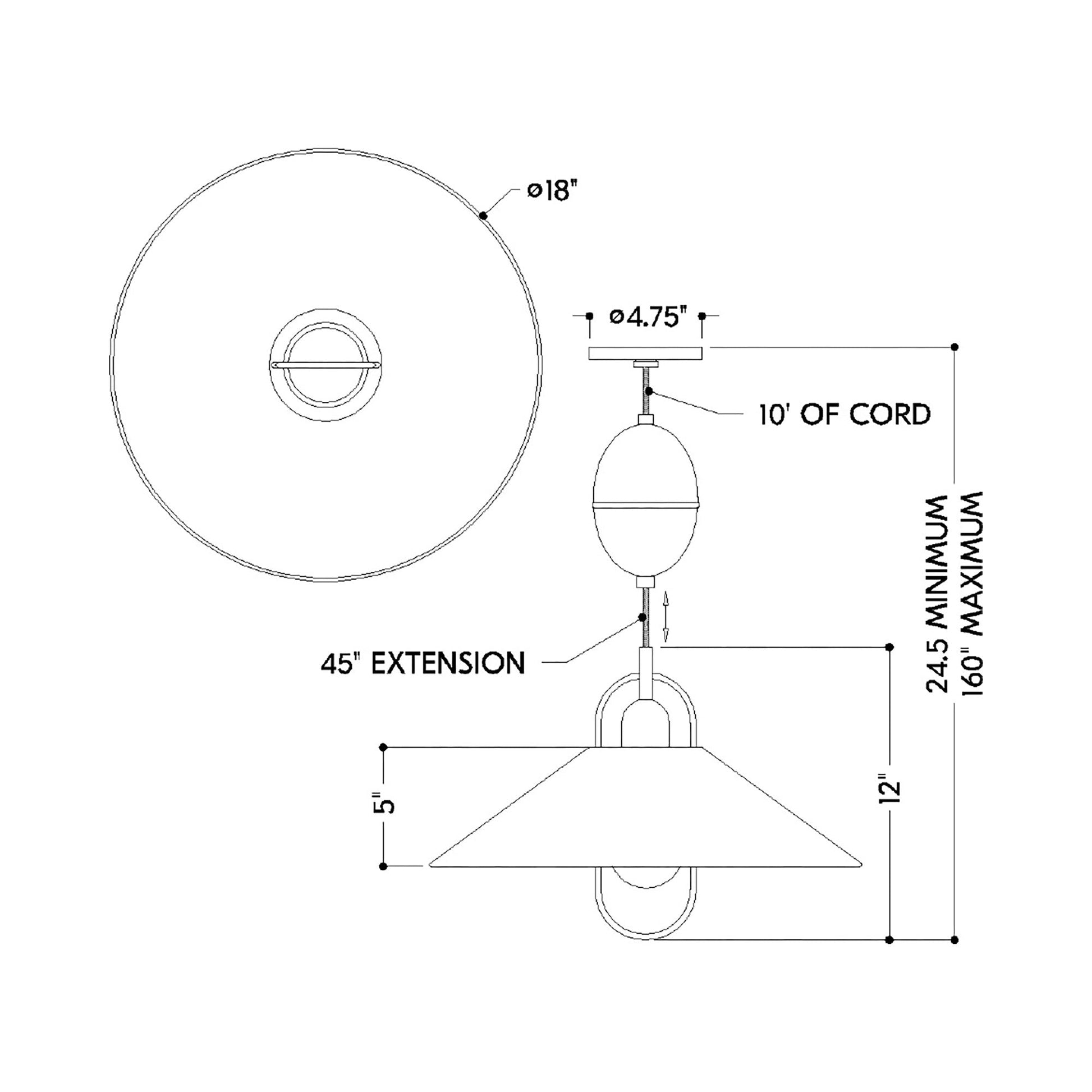Mariel Pendant Light - line drawing.