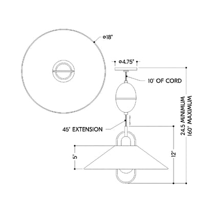 Mariel Pendant Light - line drawing.