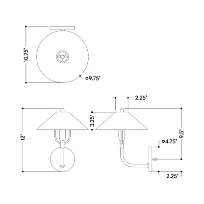 Mariel Wall Light - line drawing.