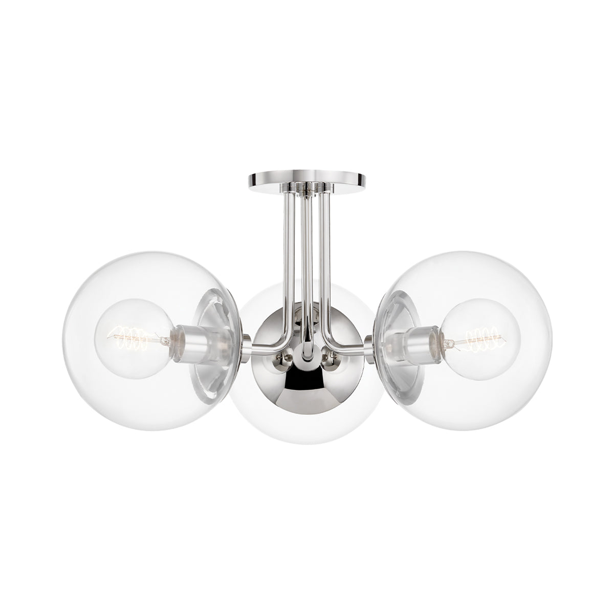 Meadow Semi Flush Ceiling Light in Polished Nickel (3-Light).