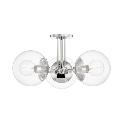 Meadow Semi Flush Ceiling Light in Polished Nickel (3-Light).