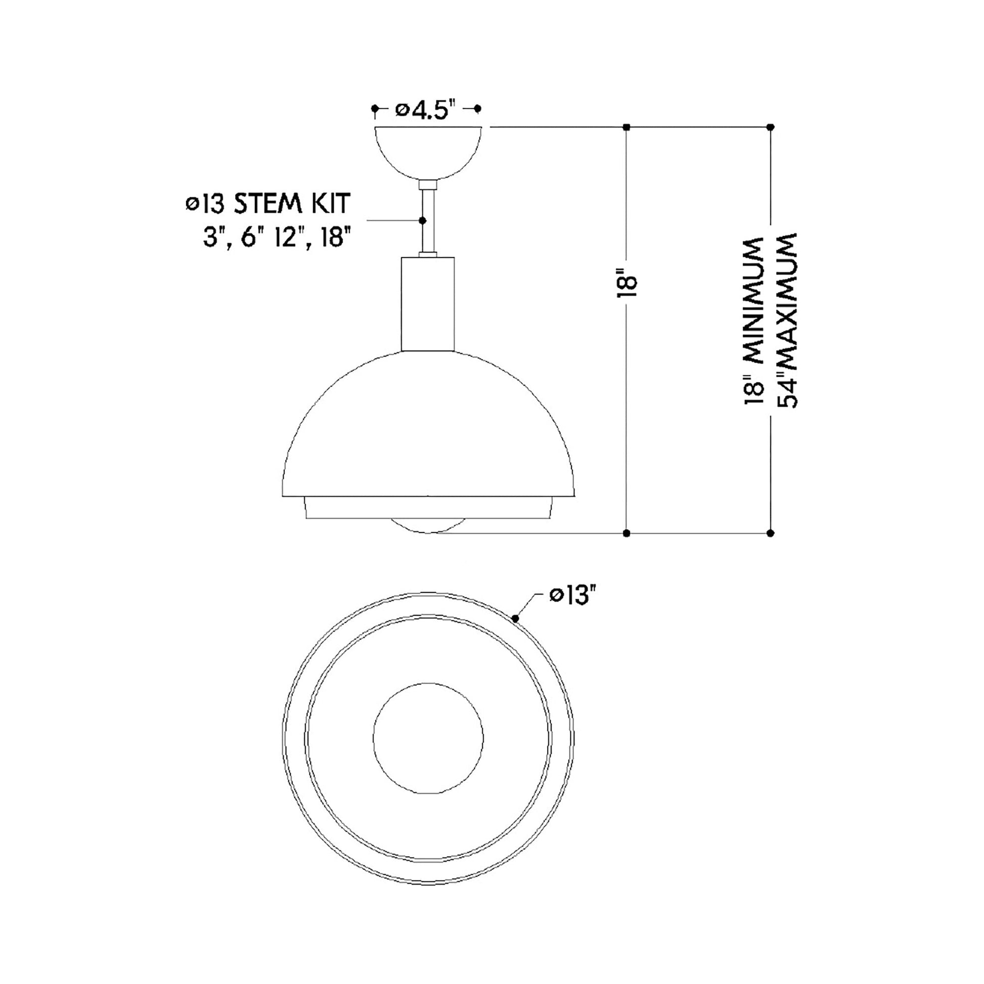 Modena Pendant Light - line drawing.