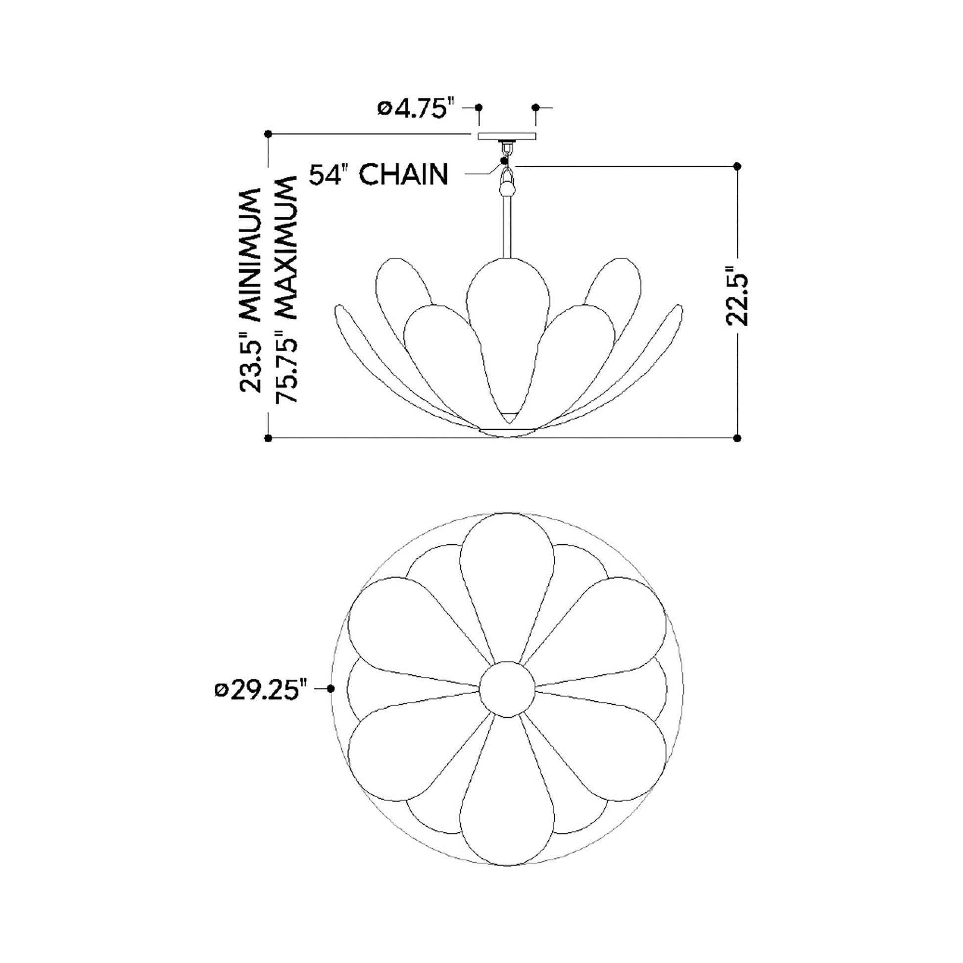 Nadine Chandelier - line drawing.
