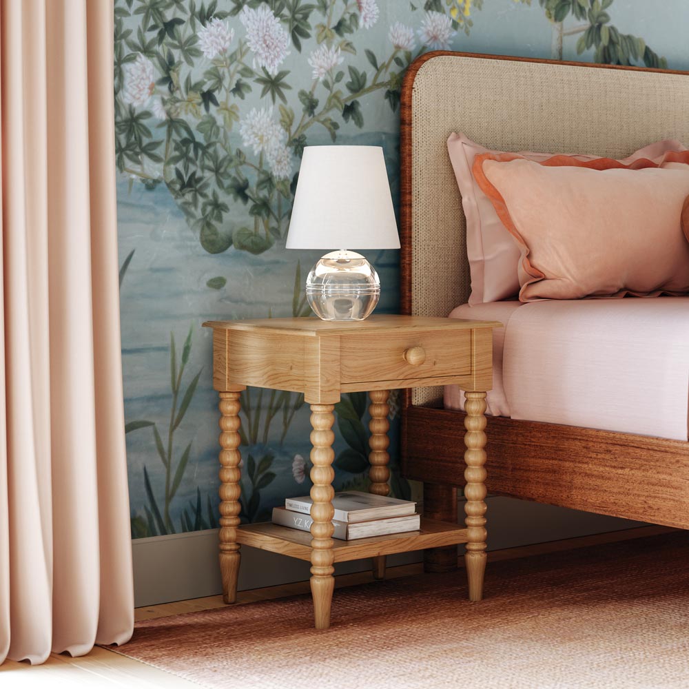 Nicole LED Rechargeable Table Lamp in bedroom.