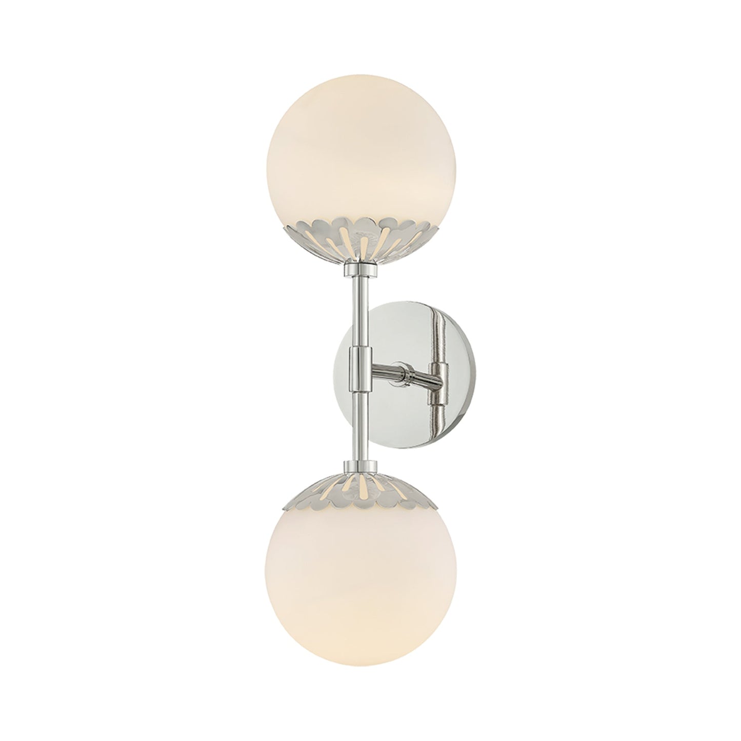 Paige Wall Light in Polished Nickel.
