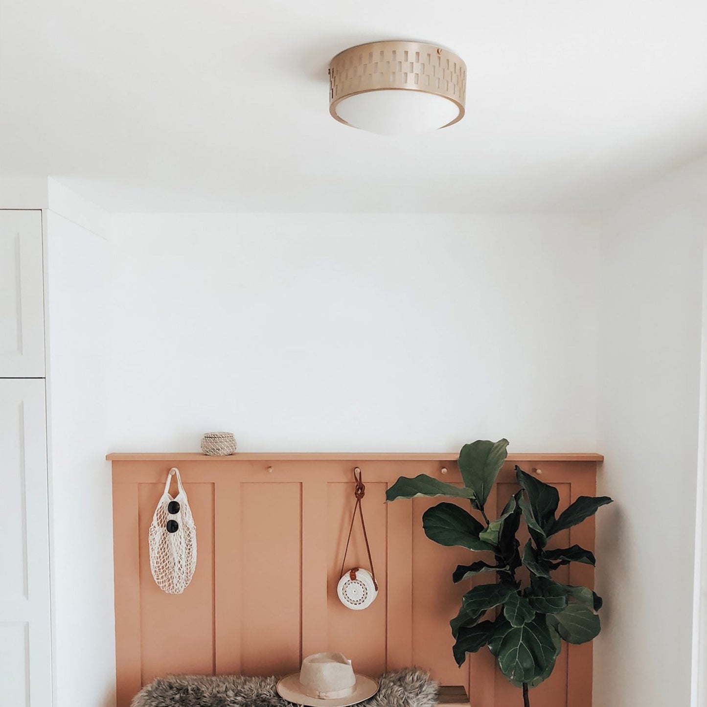 Phoebe Flush Mount Ceiling Light in living room.