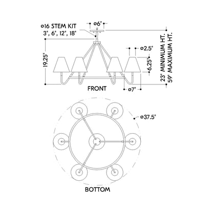 Polly Chandelier - line drawing.