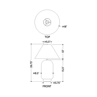 Raven Table Lamp - line drawing.