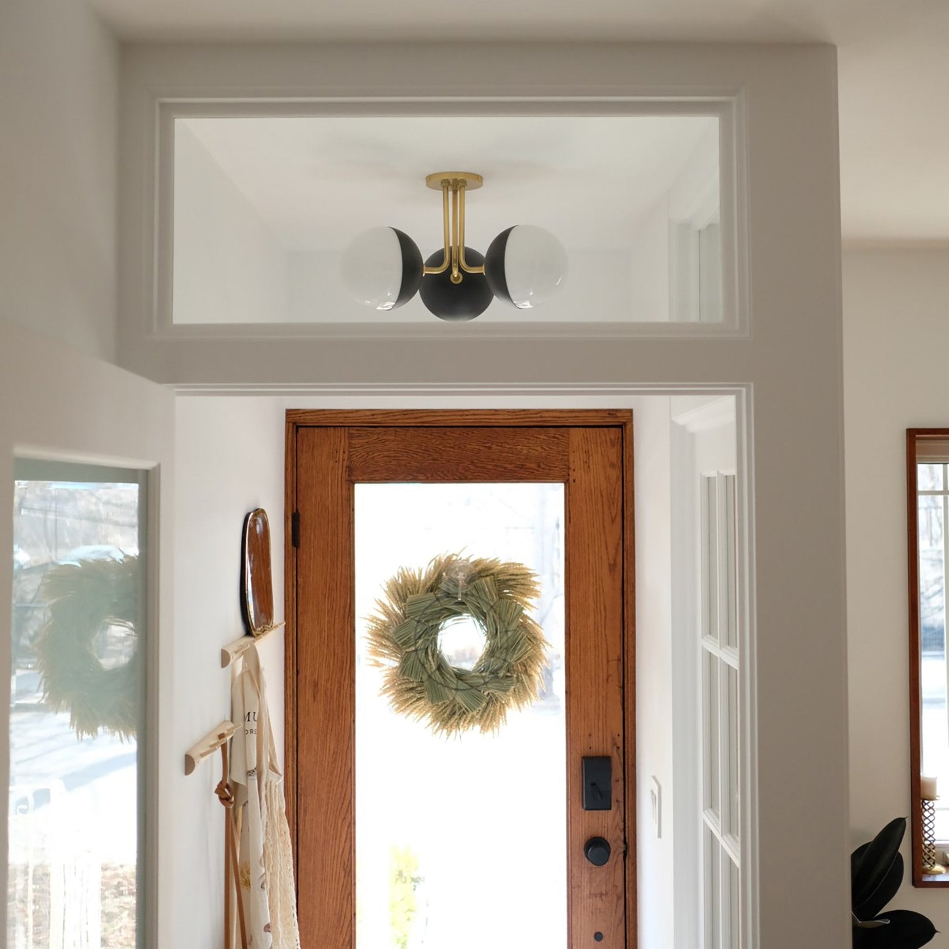 Renee 3-Light Semi-Flush Mount Ceiling Light in living room.