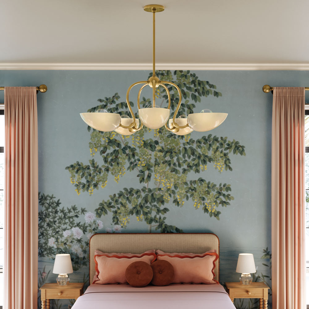Reva Chandelier in bedroom.