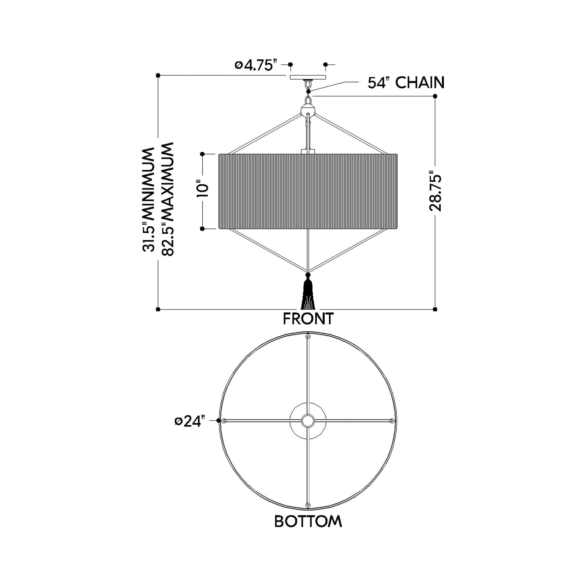 Reyn Pendant Light - line drawing.