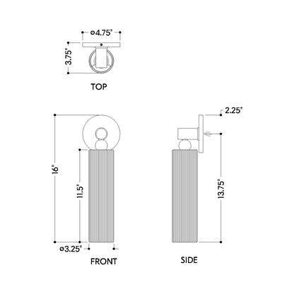 Reyn Single Wall Light - line drawing.