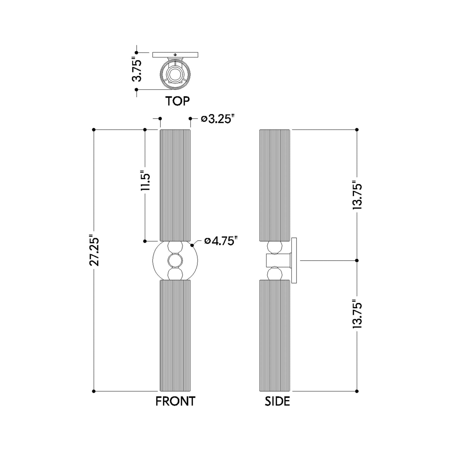 Reyn Wall Light - line drawing.