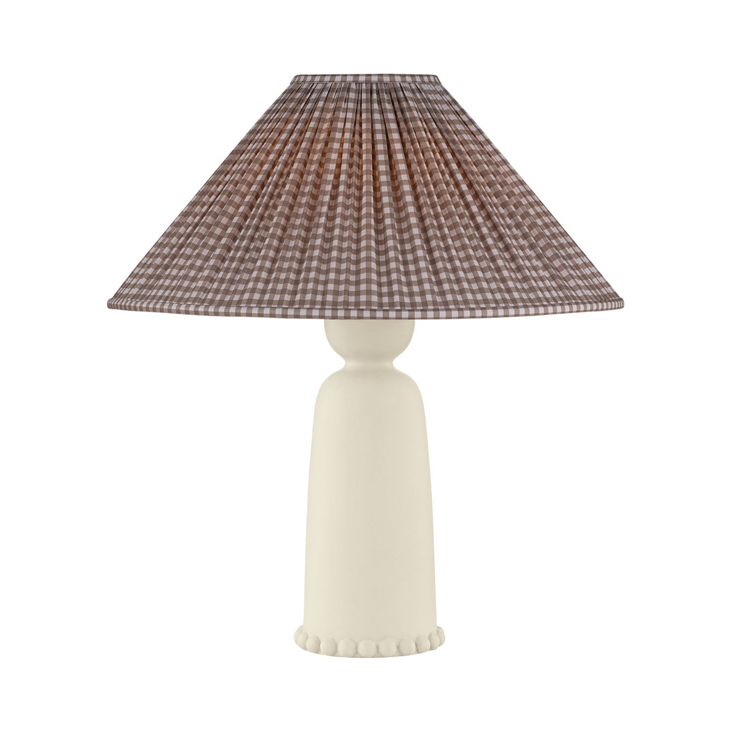 Rhea Table Lamp in Gingham Brown.