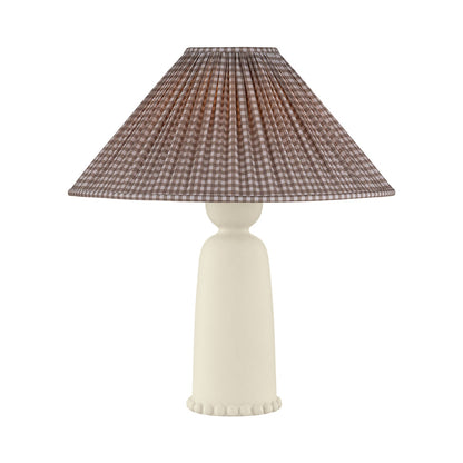 Rhea Table Lamp in Gingham Brown.