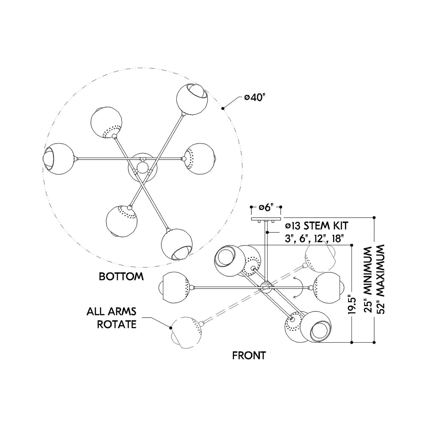 Saylor Chandelier - line drawing.