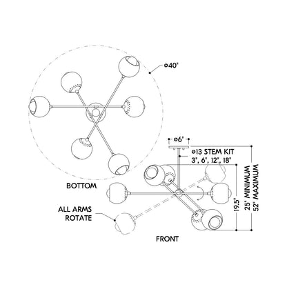 Saylor Chandelier - line drawing.