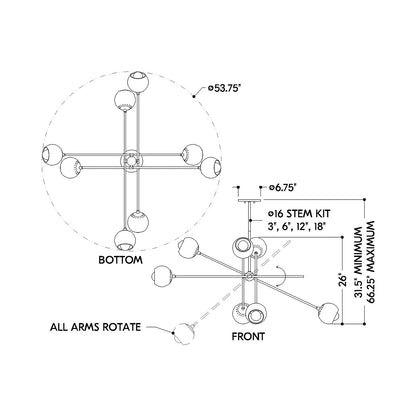 Saylor Chandelier - line drawing.