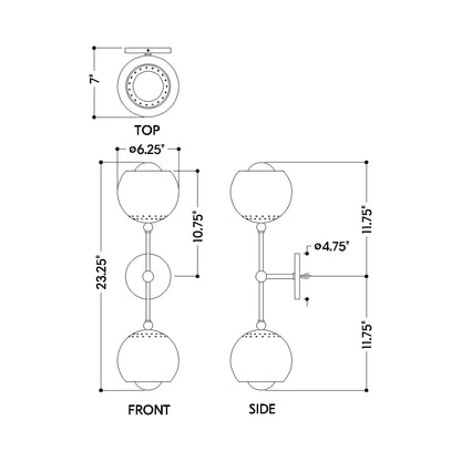 Saylor Wall Light - line drawing.