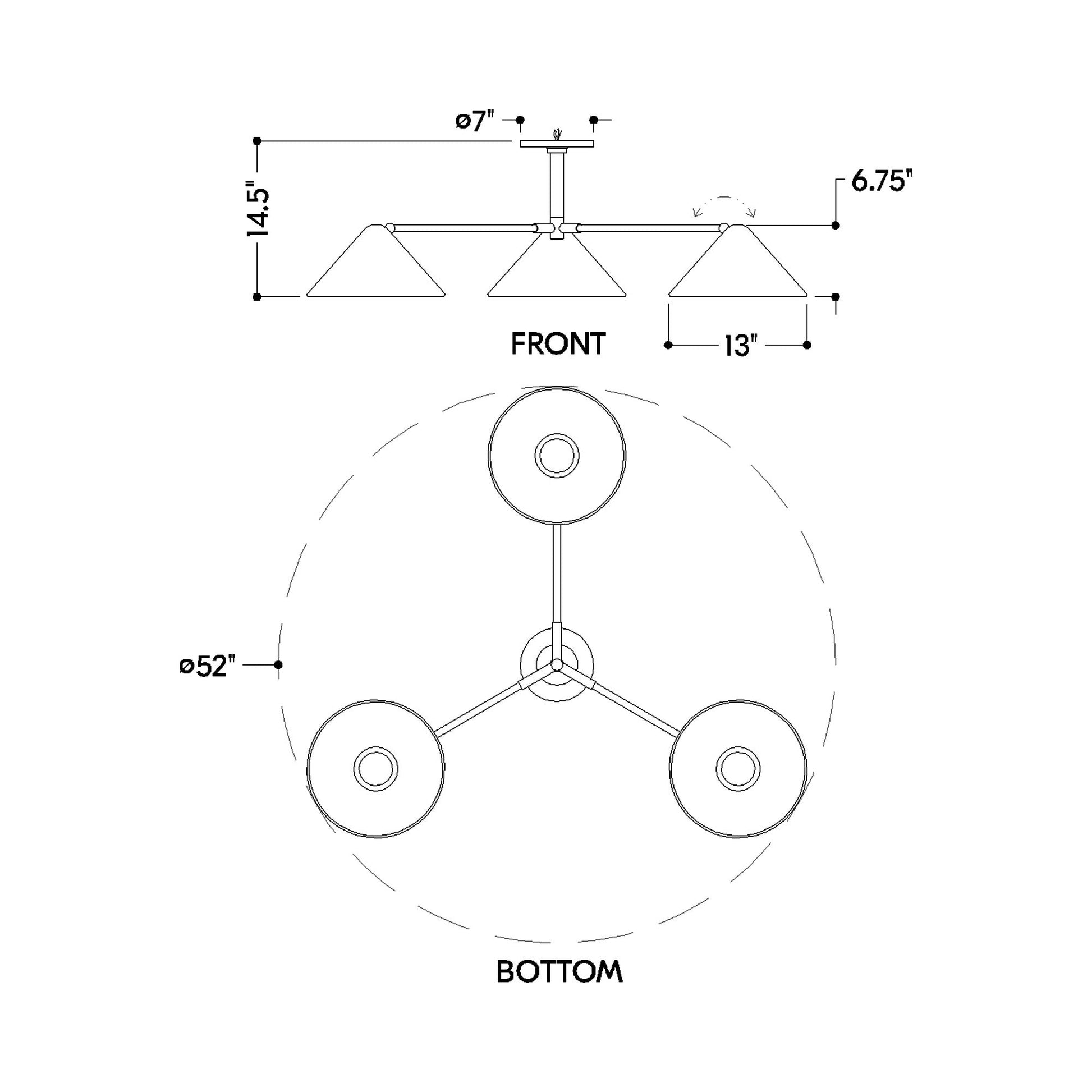 Sonja Semi Flush Mount Ceiling Light - line drawing.