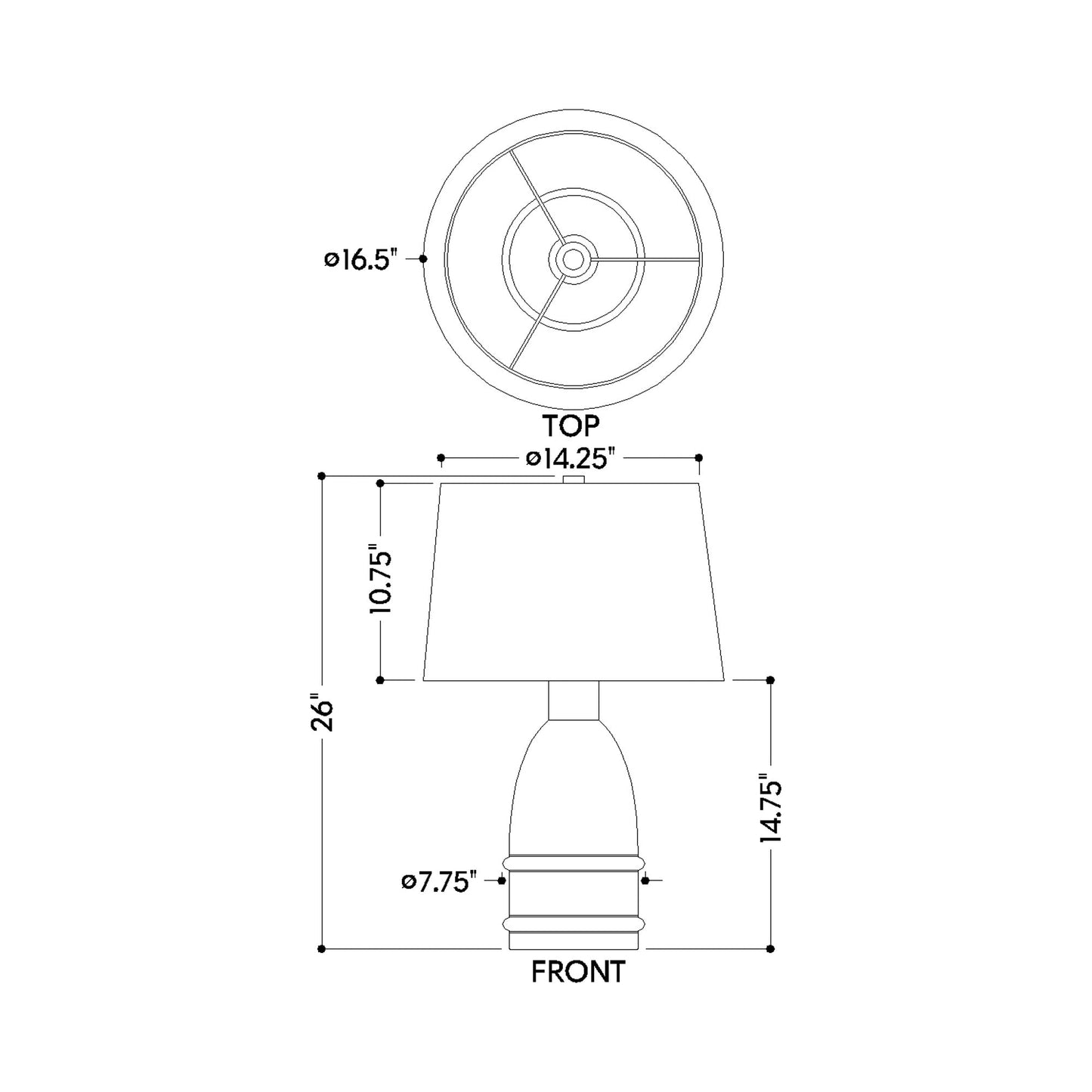 Tenley Table Lamp - line drawing.