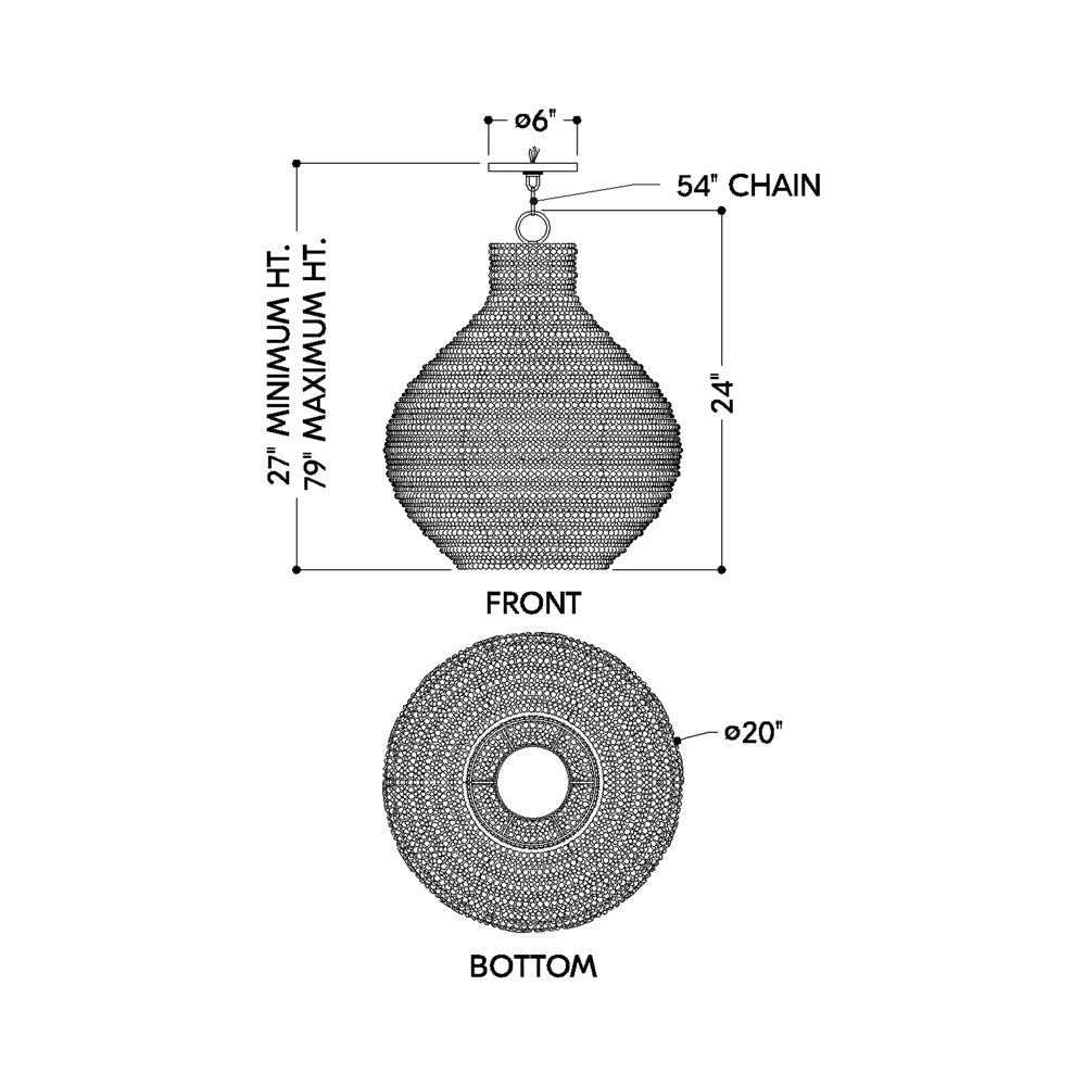 Tiana Pendant Light - line drawing.
