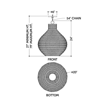 Tiana Pendant Light - line drawing.