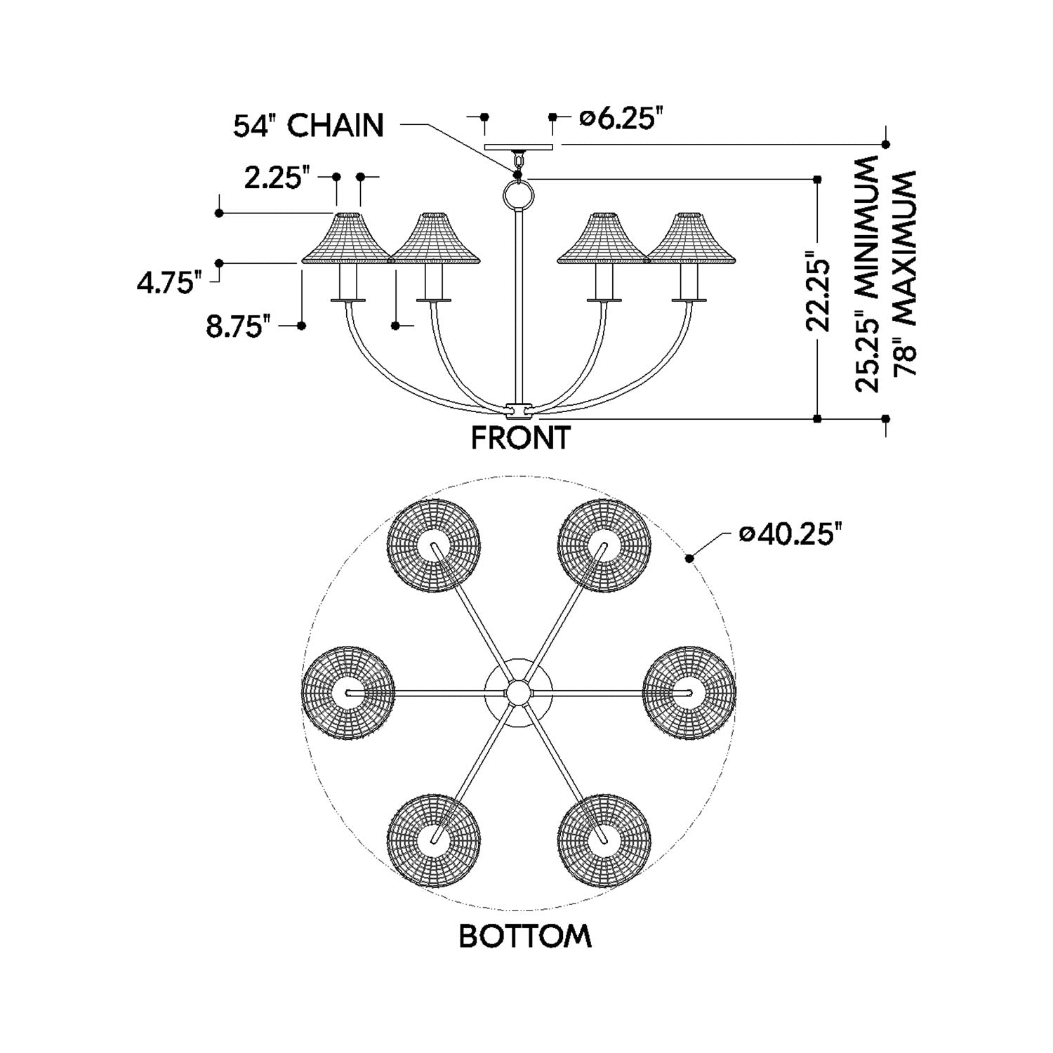 Twila Chandelier - line drawing.