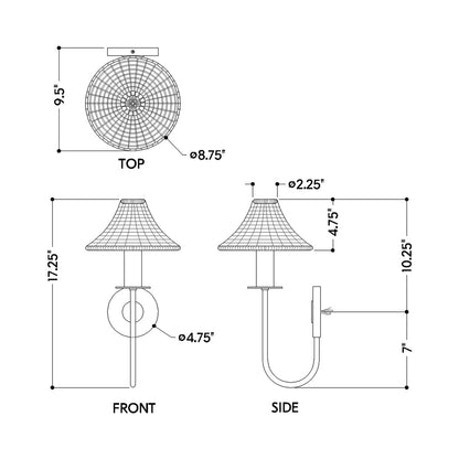 Twila Wall Light - line drawing.