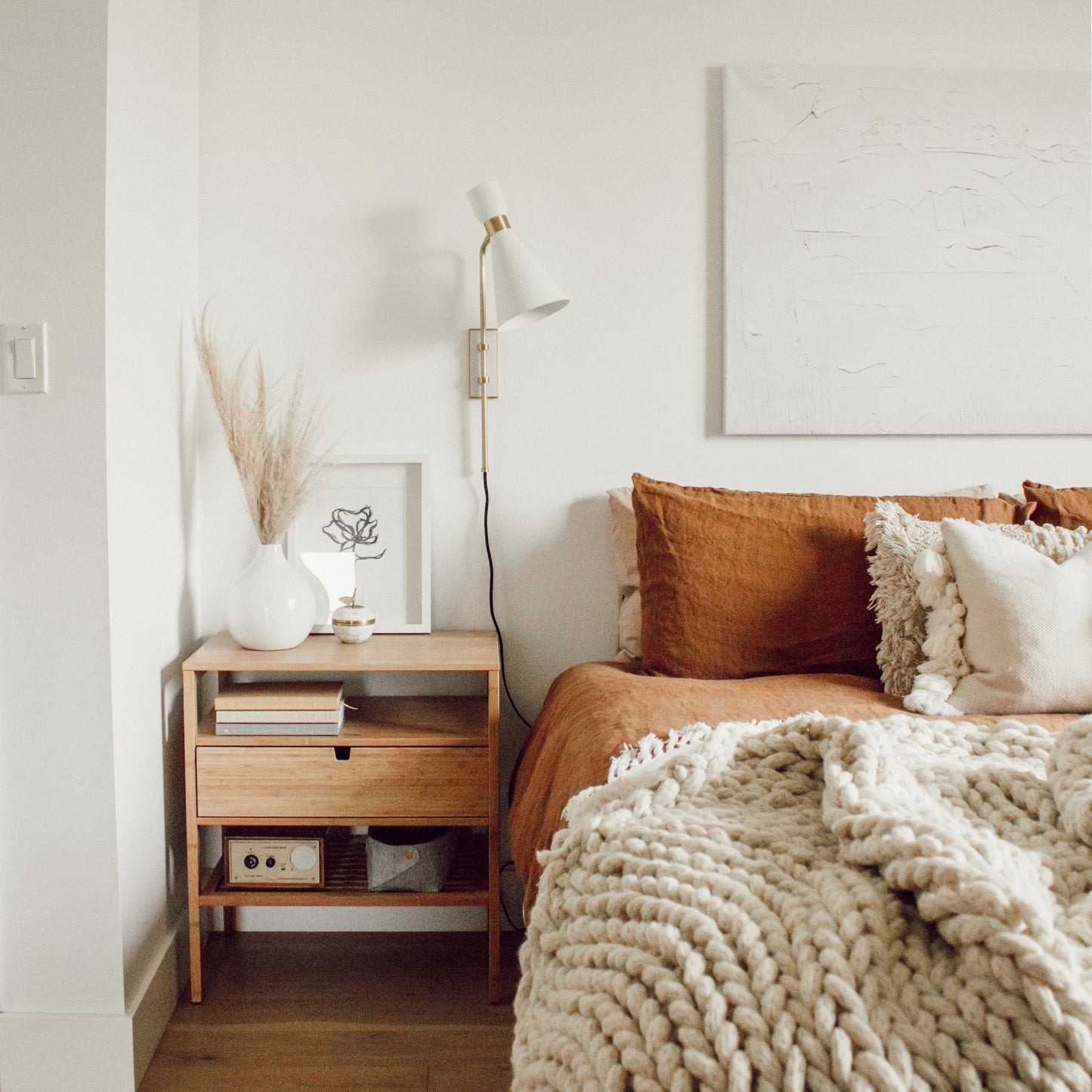 Willa Wall Light in bedroom.