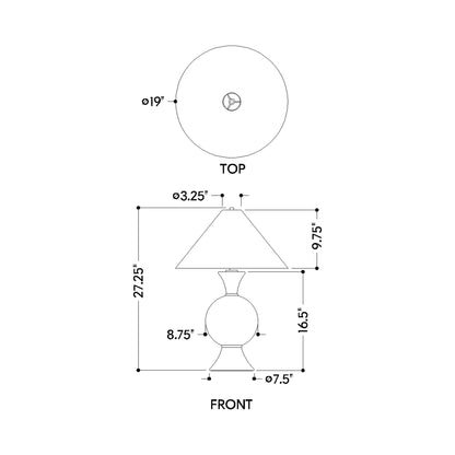 Zadeh Table Lamp - line drawing.