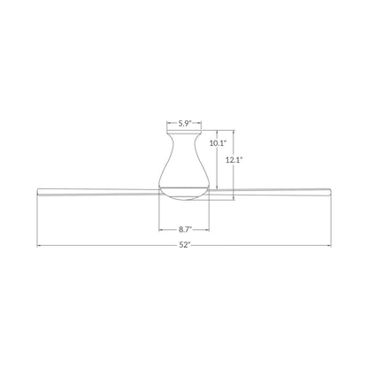 Altus 52-Inch Flush Mount Ceiling Fan - line drawing.