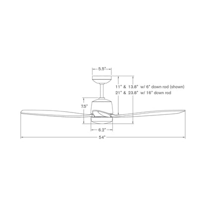 Arbor DC Ceiling Fan - line drawing.