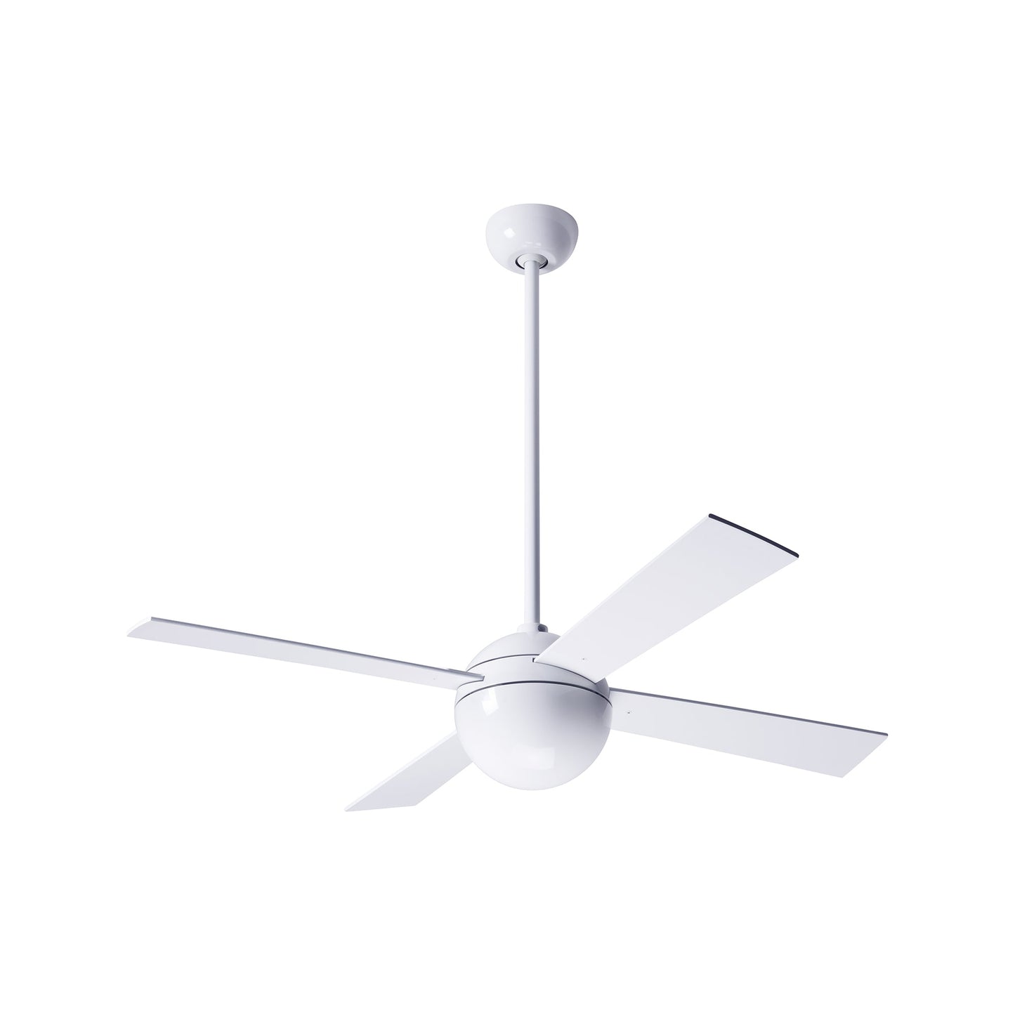 Ball 42-Inch Ceiling Fan in Gloss White/White.