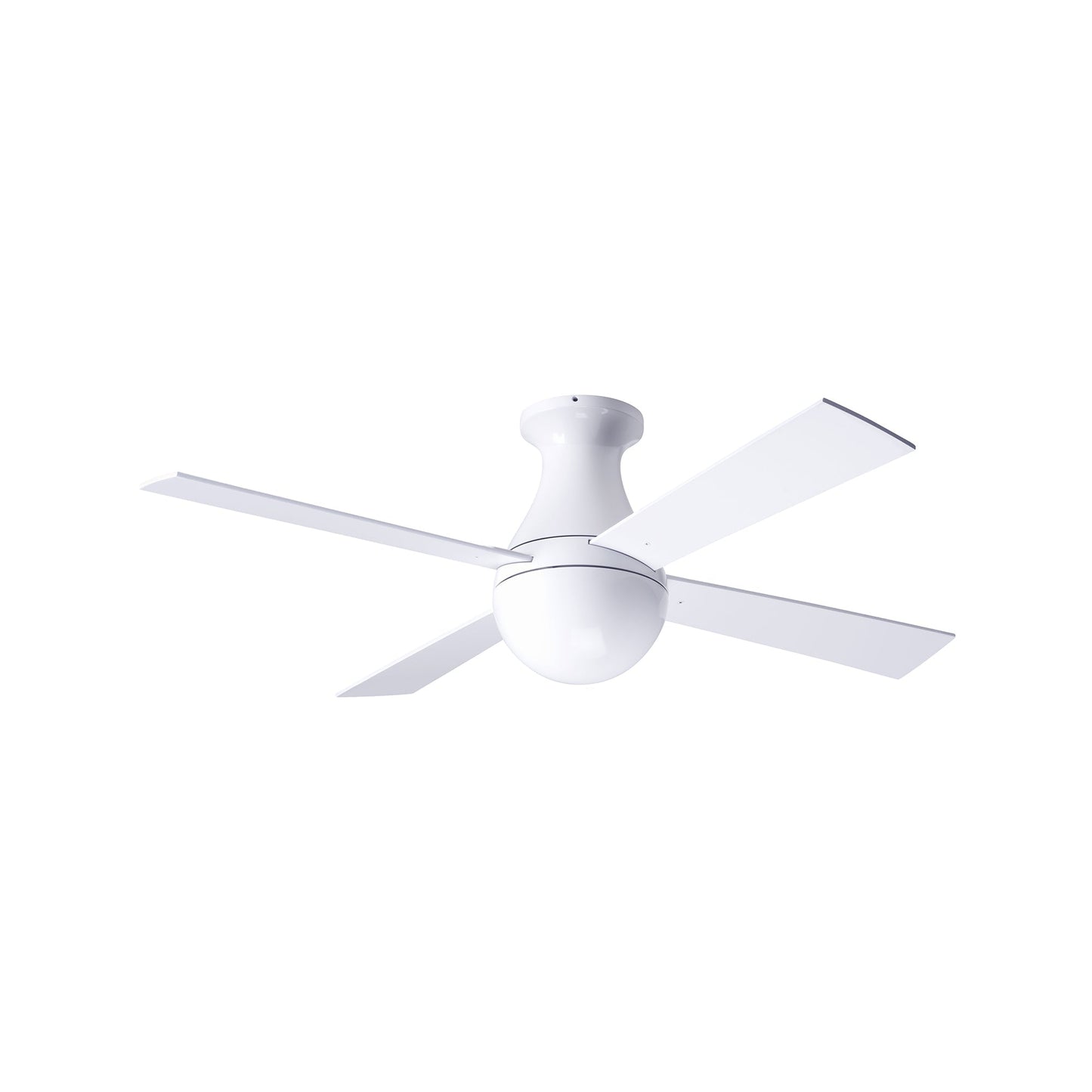 Ball 42-Inch Flush Mount Ceiling Fan in Gloss White/White (Non-LED).