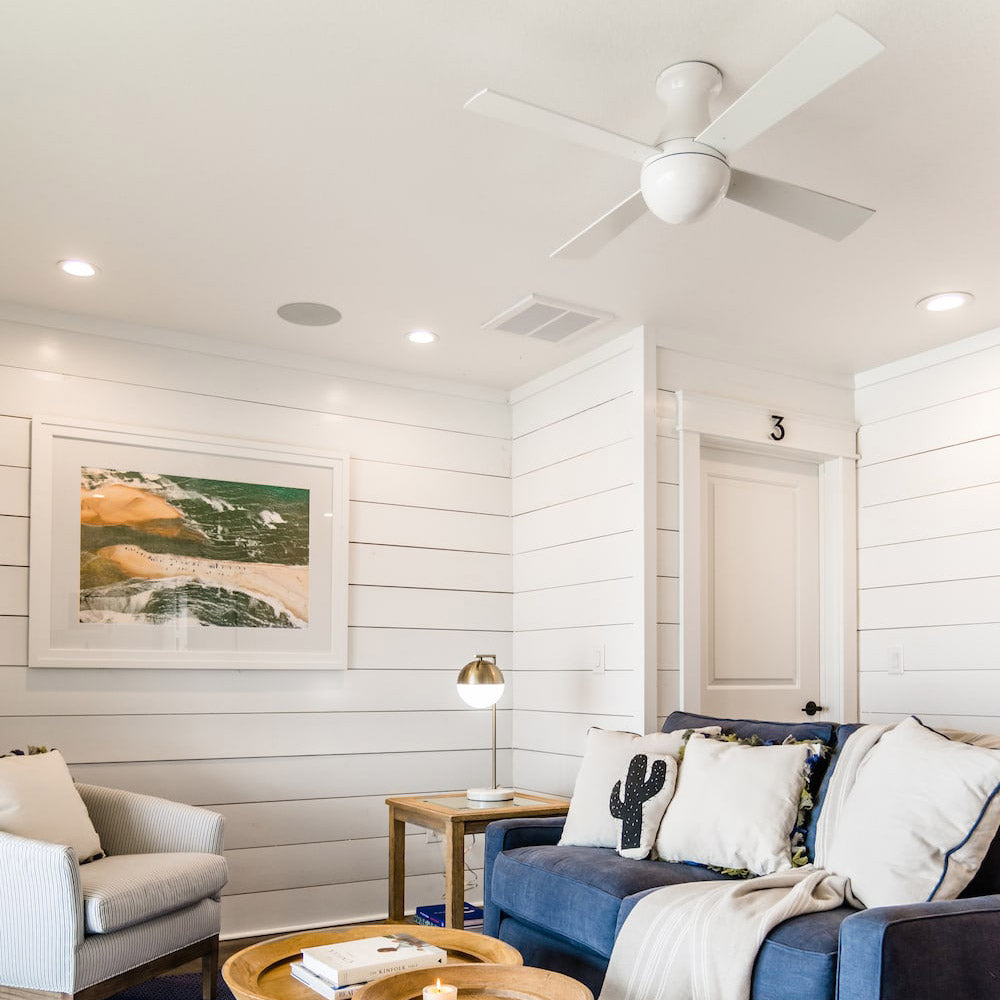 Ball 42-Inch Flush Mount Ceiling Fan in living room.