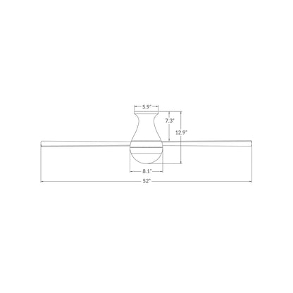 Ball 52-Inch LED Flush Mount Ceiling Fan - line drawing.