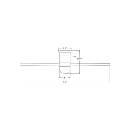 Cirrus DC Flush Mount Ceiling Fan - line drawing.