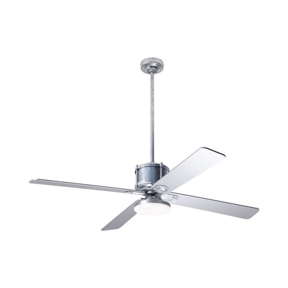 Industry DC LED Ceiling Fan in Galvanized/Silver.